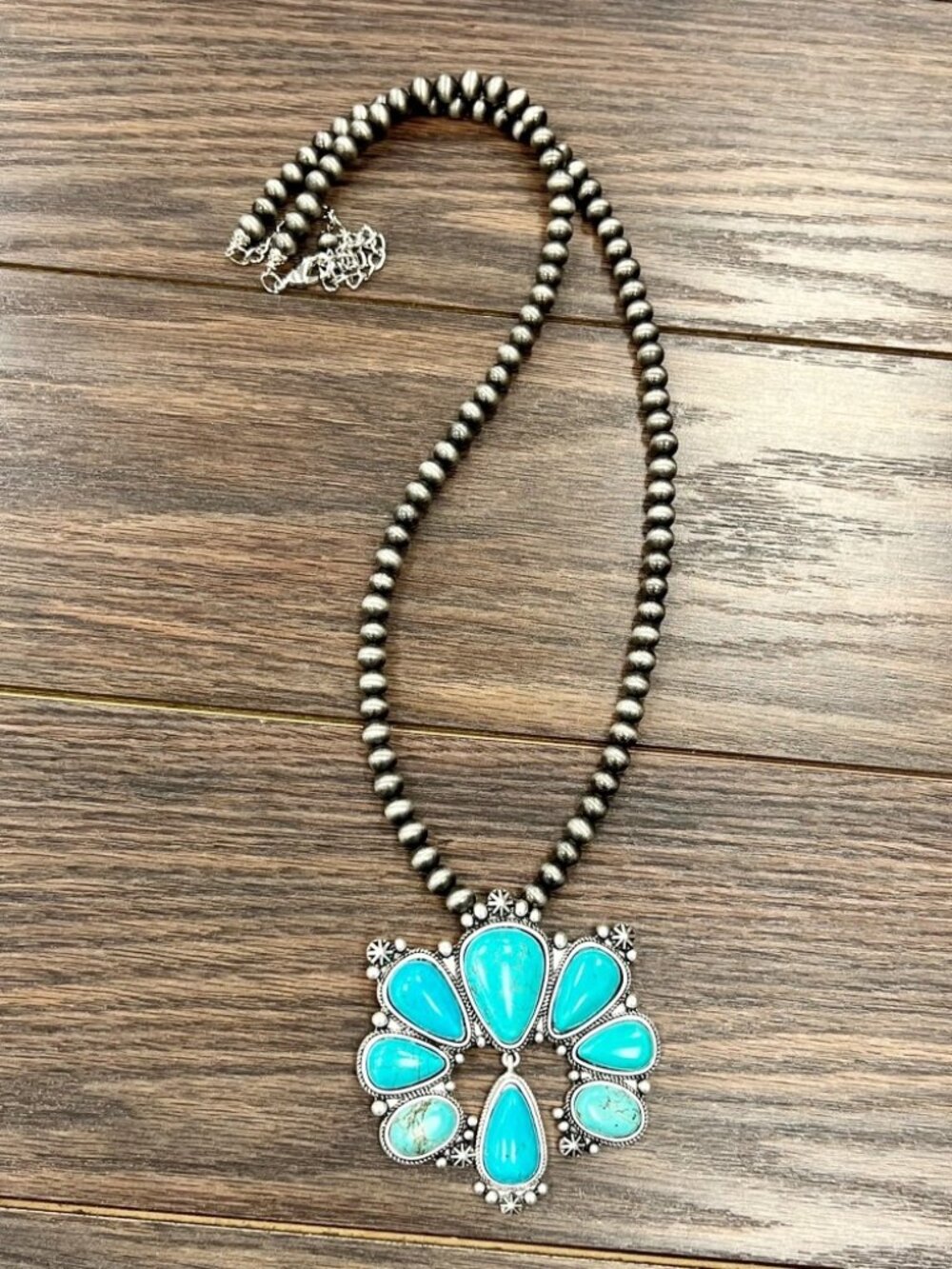Navajo Style Turquoise Statement Necklace Western Cowgirl Rodeo Boho Jewelry